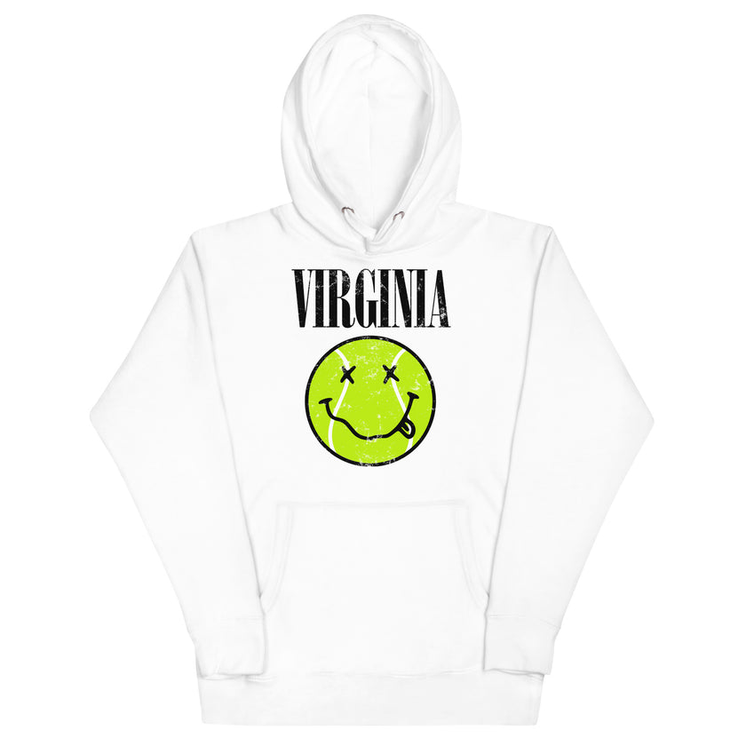 Virginia Smiley Face Tennis Ball by CoVA Tennis Unisex Hoodie