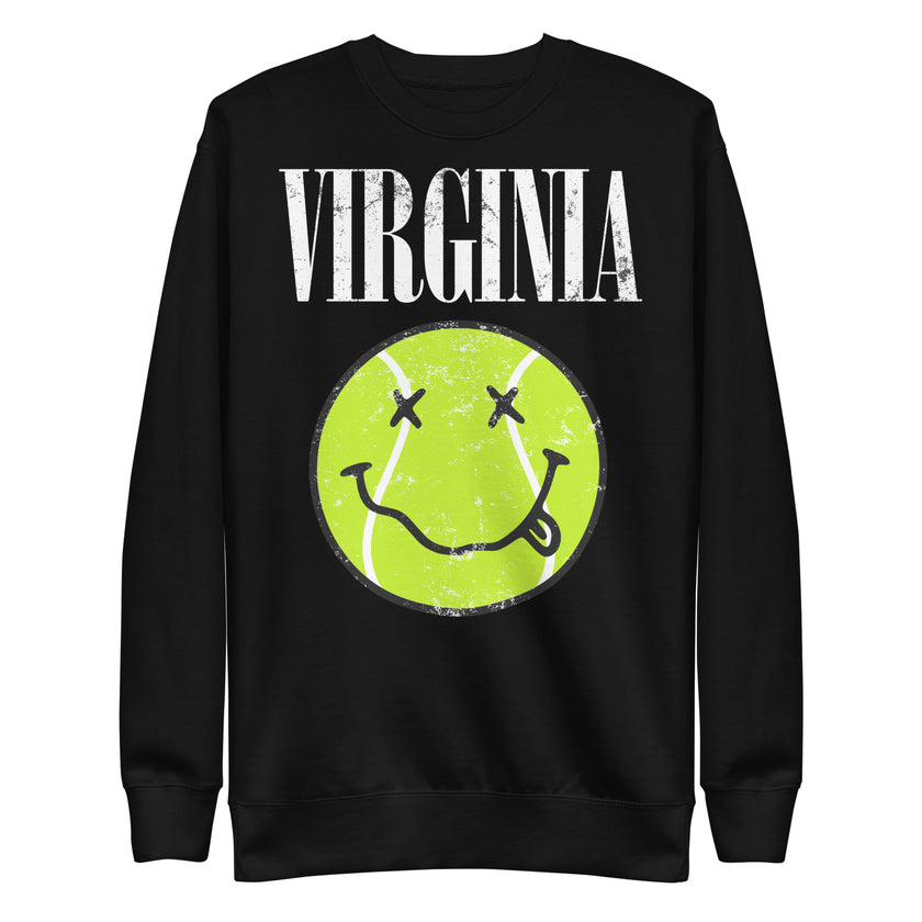 Virginia Smiley Face Tennis Ball by CoVA Tennis Unisex Premium Sweatshirt