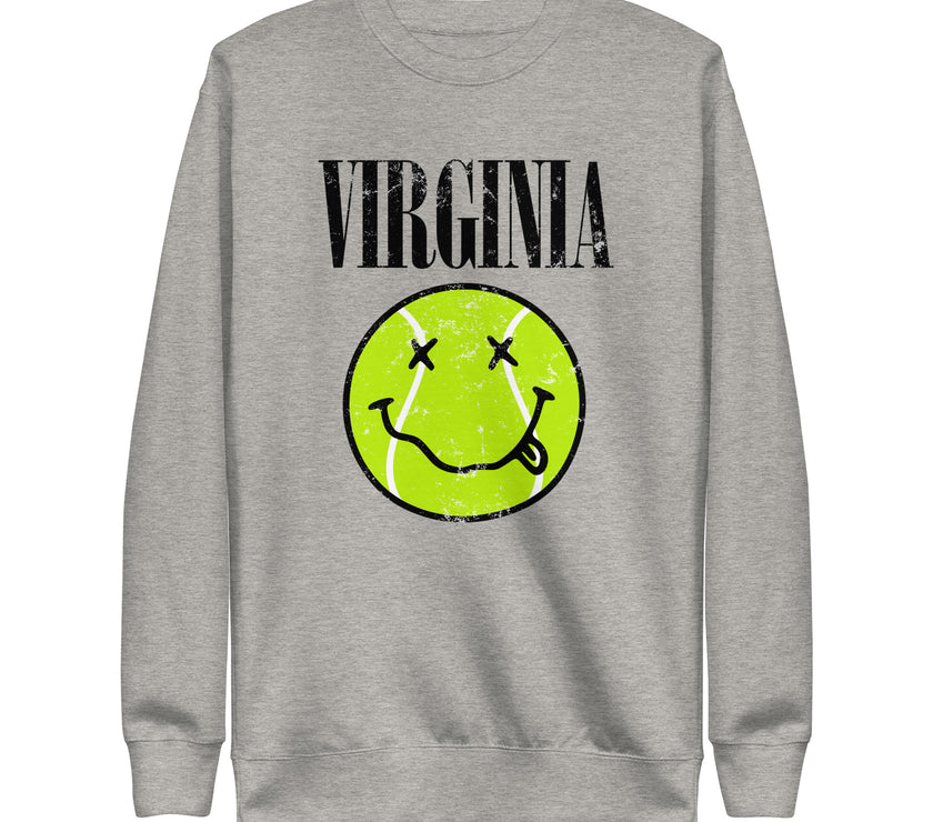 Virginia Smiley Face Tennis Ball by CoVA Tennis Unisex Premium Sweatshirt