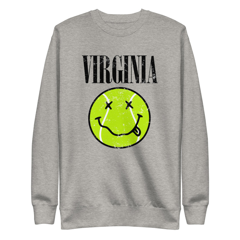 Virginia Smiley Face Tennis Ball by CoVA Tennis Unisex Premium Sweatshirt