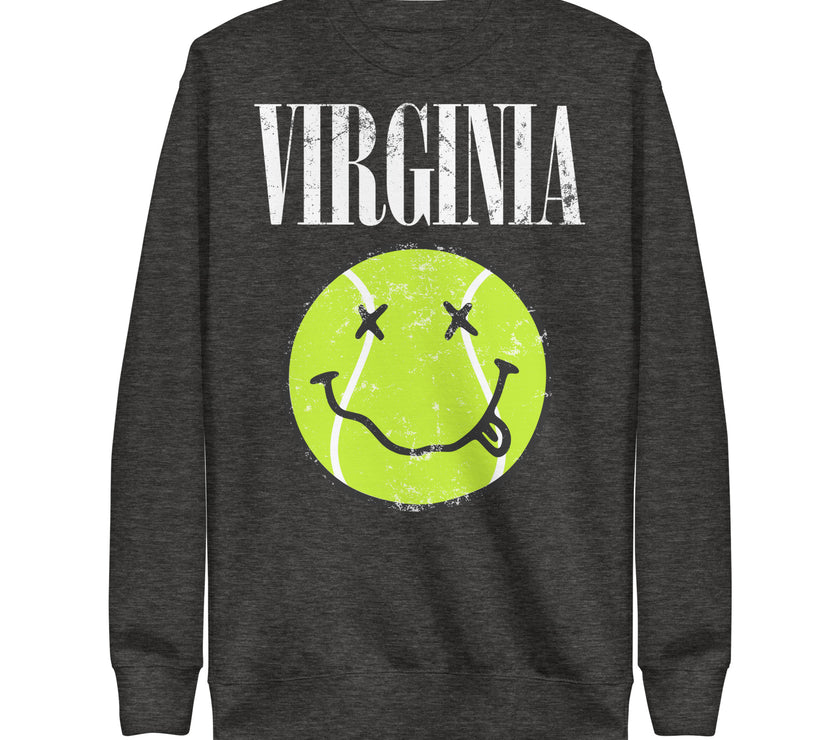 Virginia Smiley Face Tennis Ball by CoVA Tennis Unisex Premium Sweatshirt