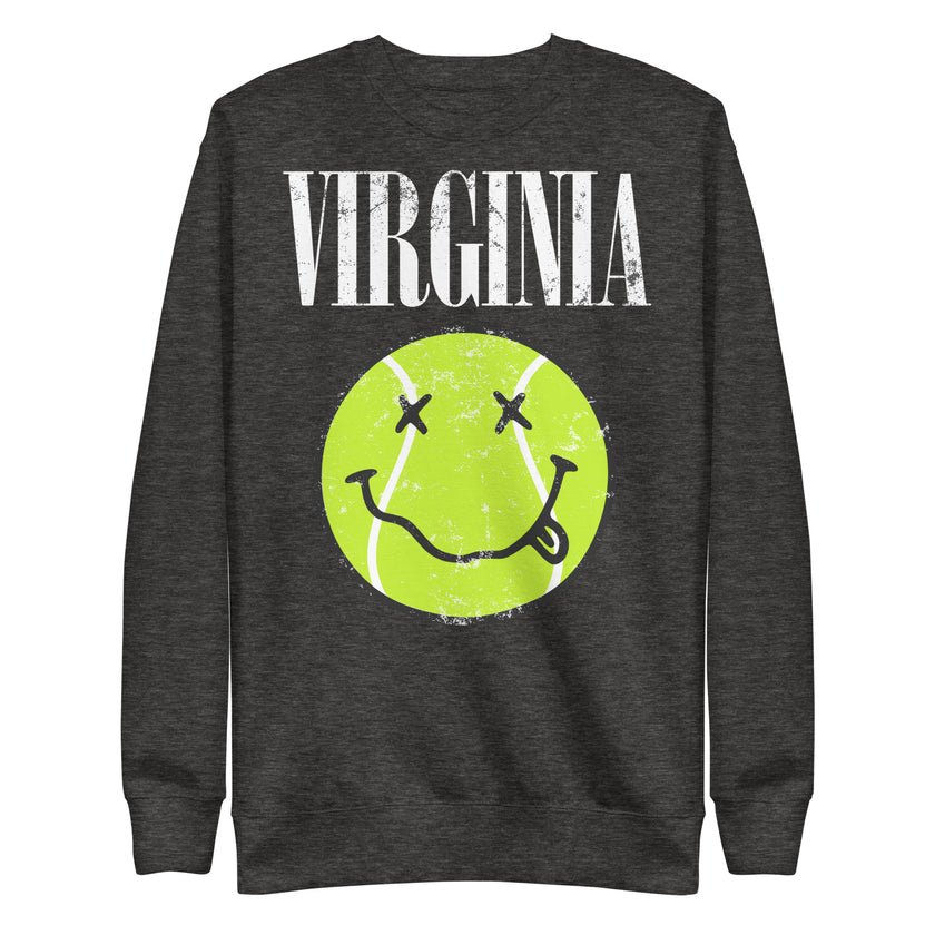 Virginia Smiley Face Tennis Ball by CoVA Tennis Unisex Premium Sweatshirt