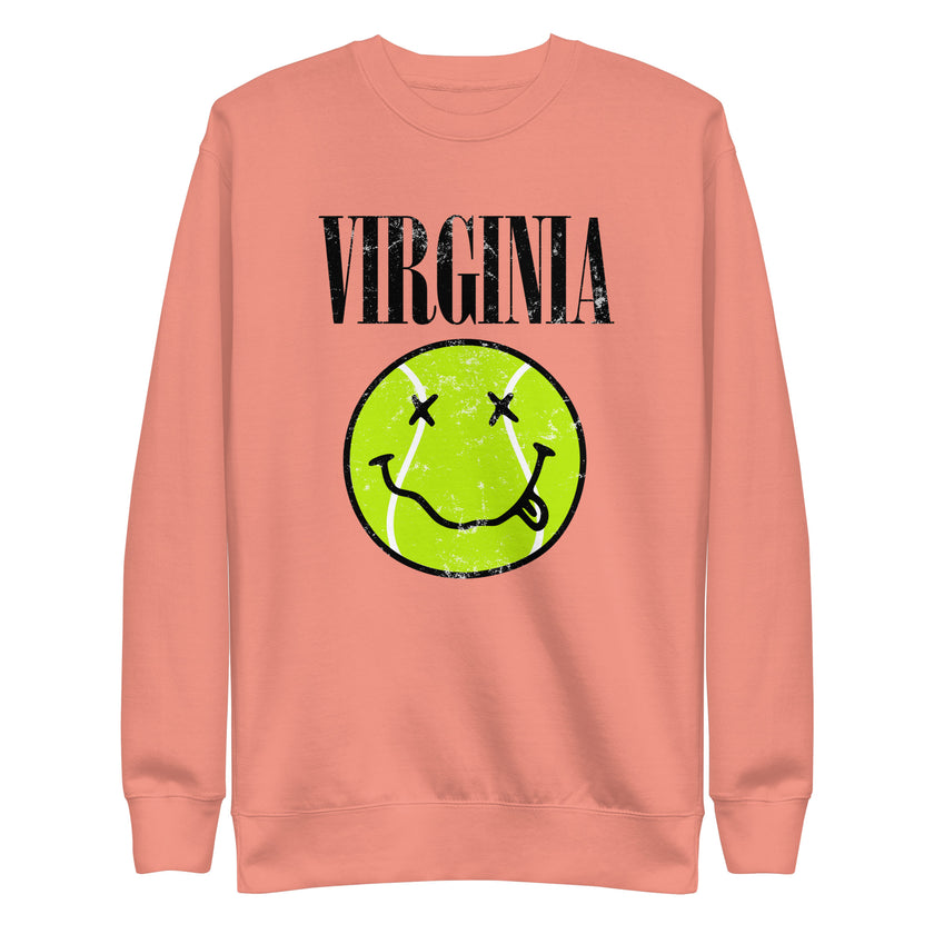 Virginia Smiley Face Tennis Ball by CoVA Tennis Unisex Premium Sweatshirt