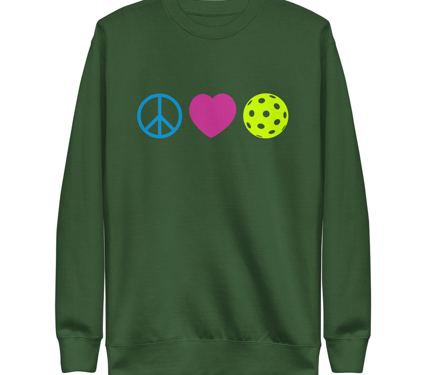 Peace Love Pickleball Unisex Premium Sweatshirt