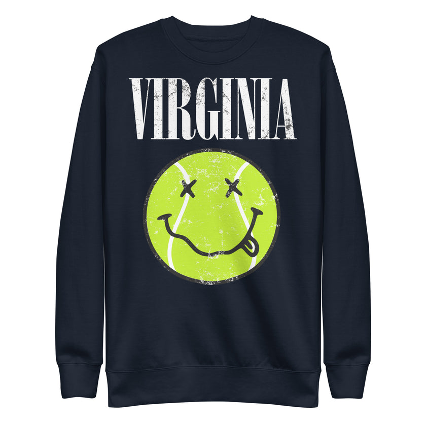 Virginia Smiley Face Tennis Ball by CoVA Tennis Unisex Premium Sweatshirt