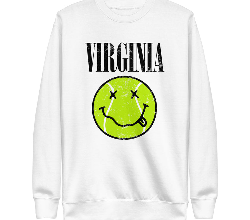 Virginia Smiley Face Tennis Ball by CoVA Tennis Unisex Premium Sweatshirt