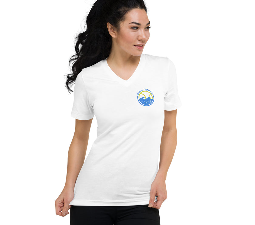 CoVA Tennis Ball & Waves Logo Unisex Short Sleeve V-Neck T-Shirt