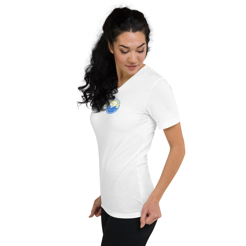 CoVA Tennis Ball & Waves Logo Unisex Short Sleeve V-Neck T-Shirt