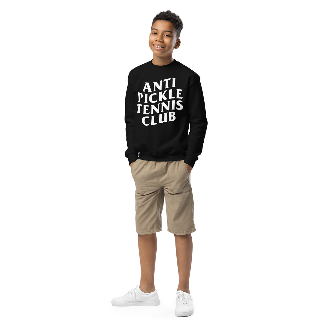 Anti Pickleball Tennis Club Youth crewneck sweatshirt by CoVA Tennis