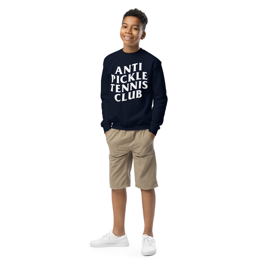 Anti Pickleball Tennis Club Youth crewneck sweatshirt by CoVA Tennis