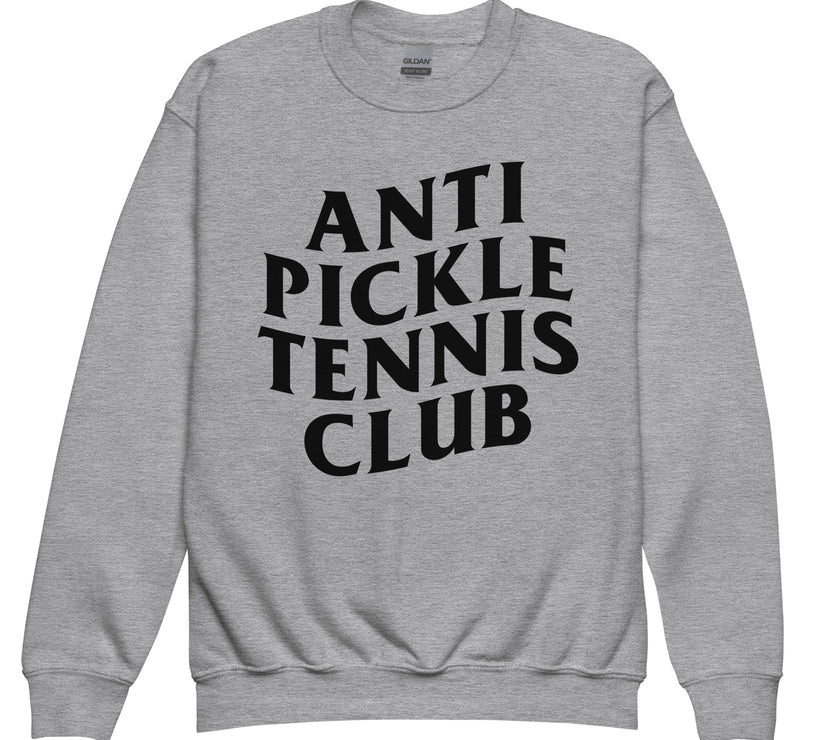 Anti Pickleball Tennis Club Youth crewneck sweatshirt by CoVA Tennis