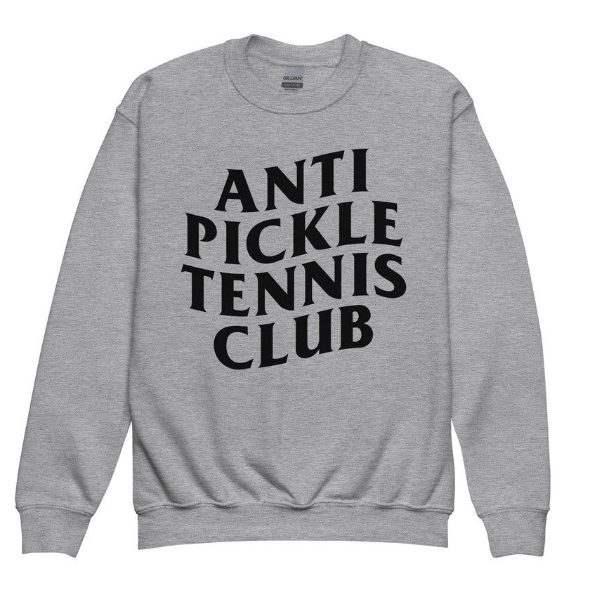 Anti Pickleball Tennis Club Youth crewneck sweatshirt by CoVA Tennis