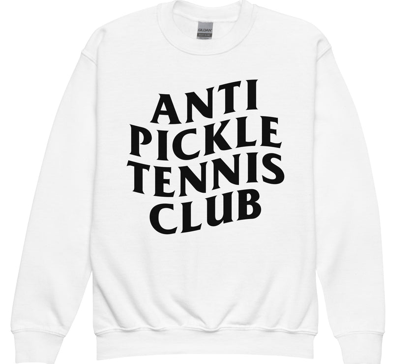 Anti Pickleball Tennis Club Youth crewneck sweatshirt by CoVA Tennis