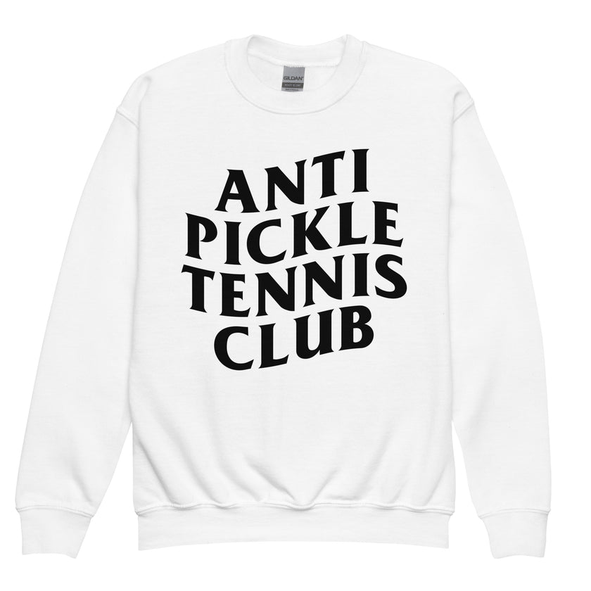 Anti Pickleball Tennis Club Youth crewneck sweatshirt by CoVA Tennis