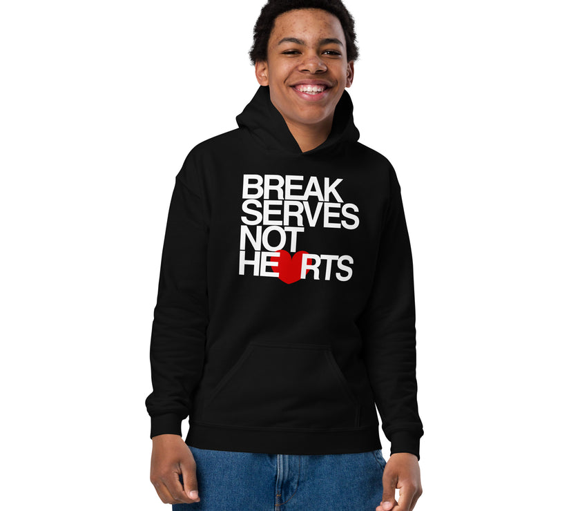 Break Serves Not Hearts CoVA Tennis Youth heavy blend hoodie