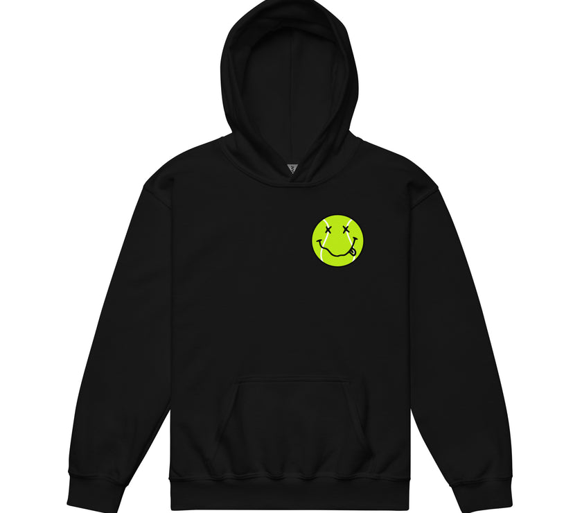 Smiling Tennis Ball by CoVA Tennis Youth heavy blend hoodie