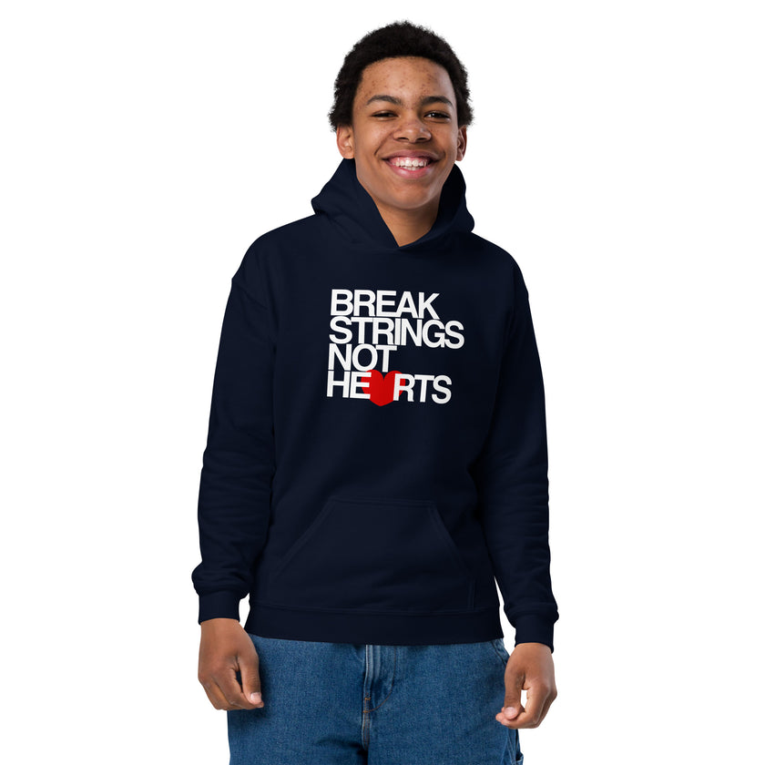 Break Strings Not Hearts by CoVA Tennis Youth heavy blend hoodie