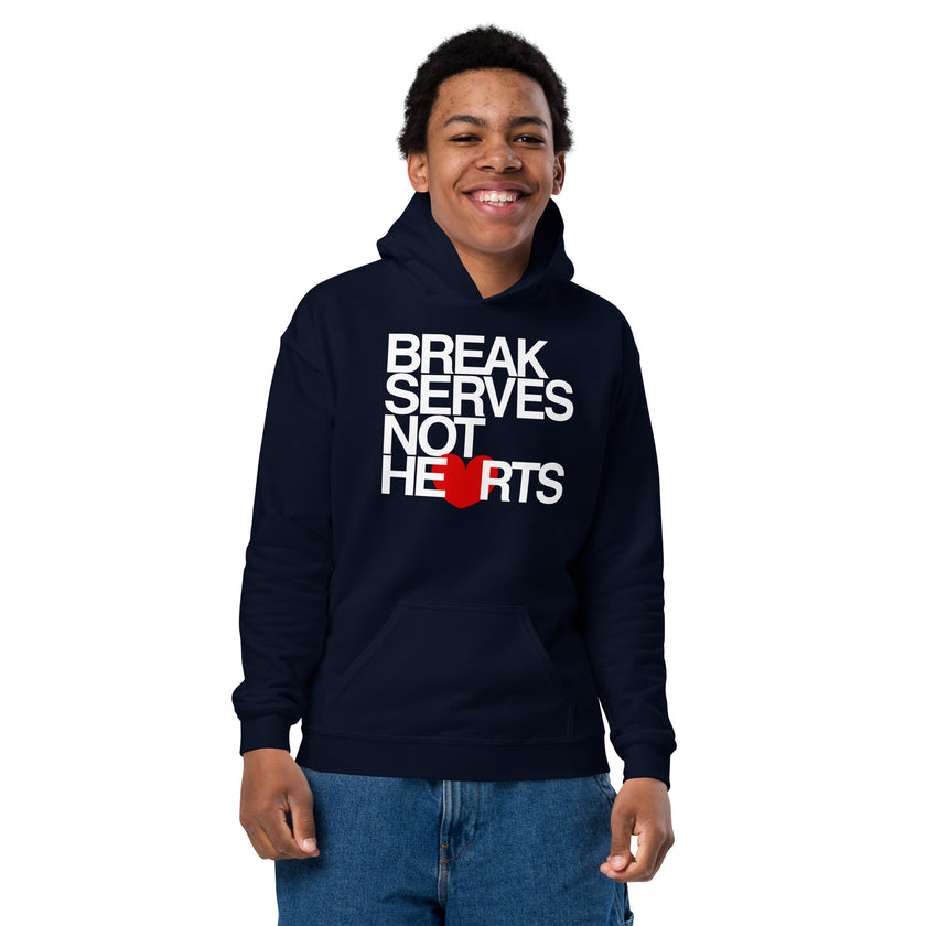 Break Serves Not Hearts CoVA Tennis Youth heavy blend hoodie