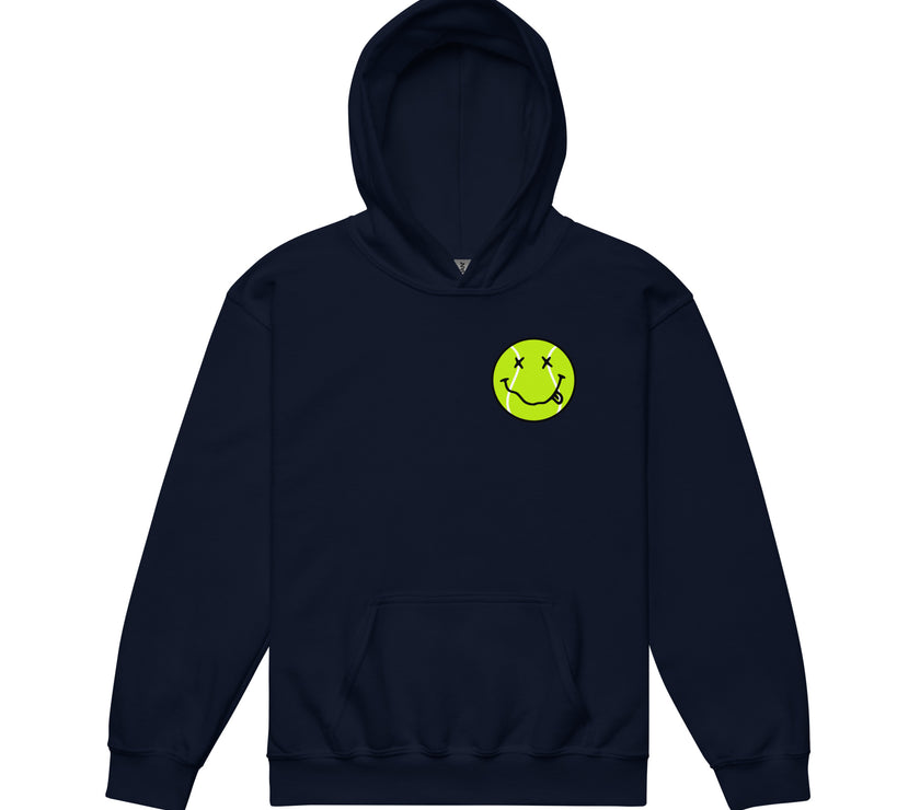 Smiling Tennis Ball by CoVA Tennis Youth heavy blend hoodie