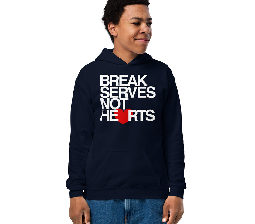 Break Serves Not Hearts CoVA Tennis Youth heavy blend hoodie