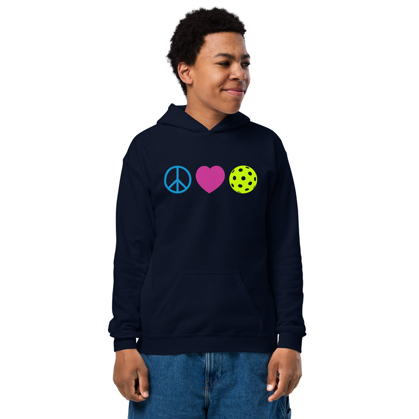 Peace Love Pickleball Youth heavy blend hoodie