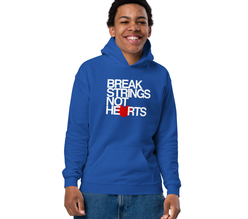 Break Strings Not Hearts by CoVA Tennis Youth heavy blend hoodie