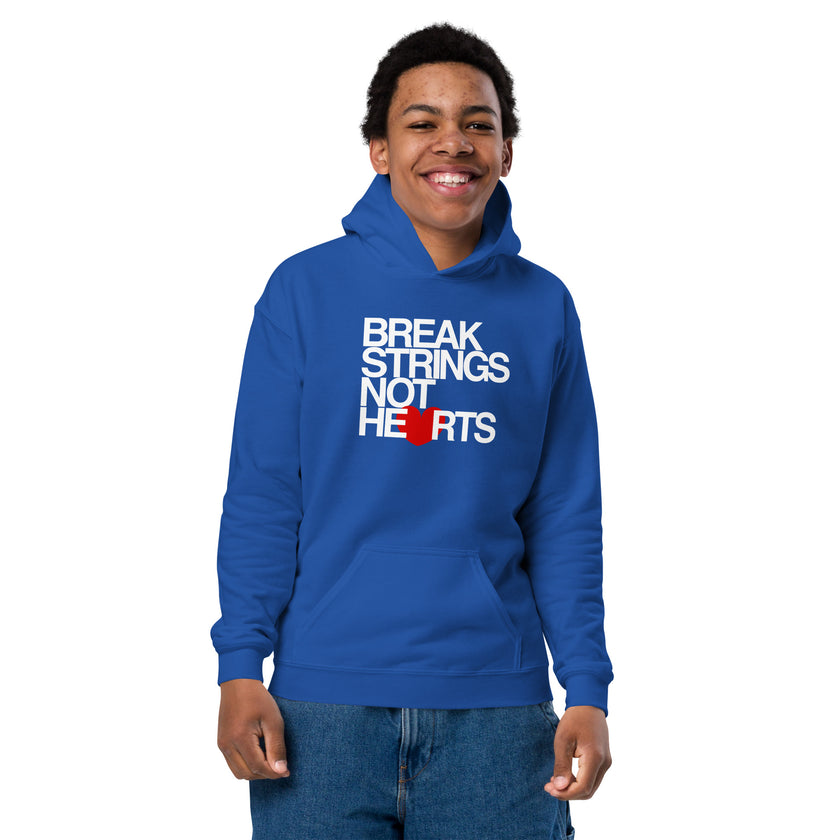 Break Strings Not Hearts by CoVA Tennis Youth heavy blend hoodie