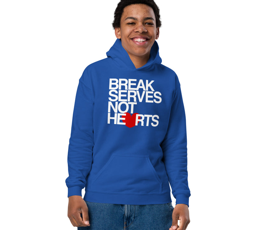 Break Serves Not Hearts CoVA Tennis Youth heavy blend hoodie