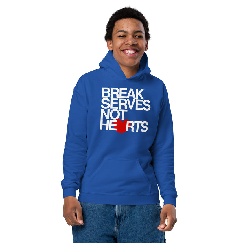 Break Serves Not Hearts CoVA Tennis Youth heavy blend hoodie