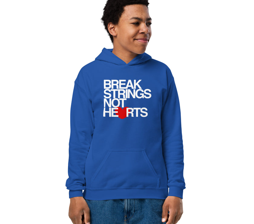 Break Strings Not Hearts by CoVA Tennis Youth heavy blend hoodie