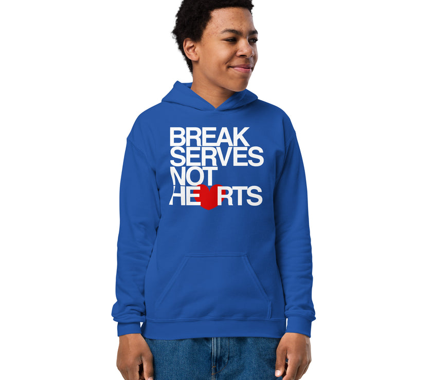 Break Serves Not Hearts CoVA Tennis Youth heavy blend hoodie