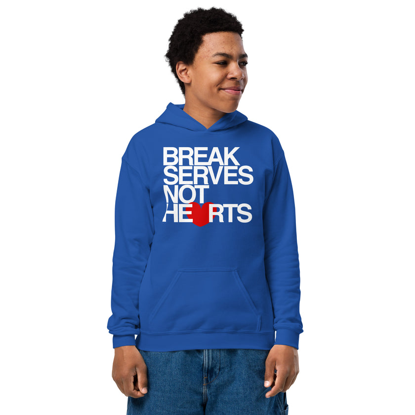 Break Serves Not Hearts CoVA Tennis Youth heavy blend hoodie