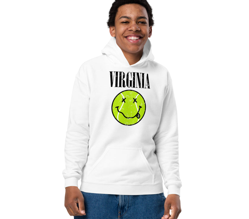 Virginia Smiley Face Tennis Ball by CoVA Tennis Youth heavy blend hoodie