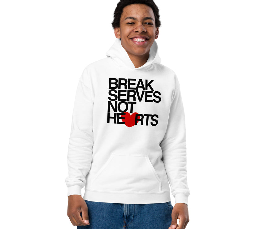 Break Serves Not Hearts CoVA Tennis Youth heavy blend hoodie