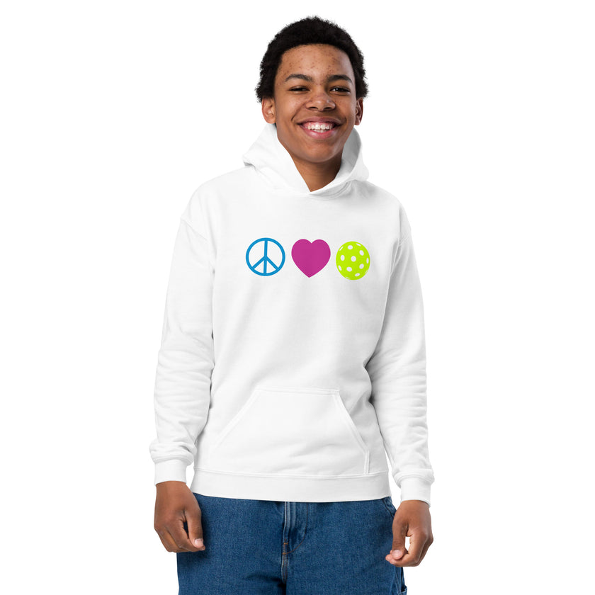 Peace Love Pickleball Youth heavy blend hoodie