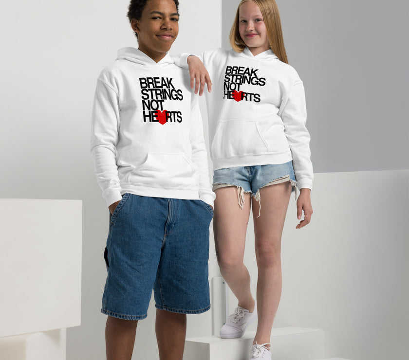 Break Strings Not Hearts by CoVA Tennis Youth heavy blend hoodie