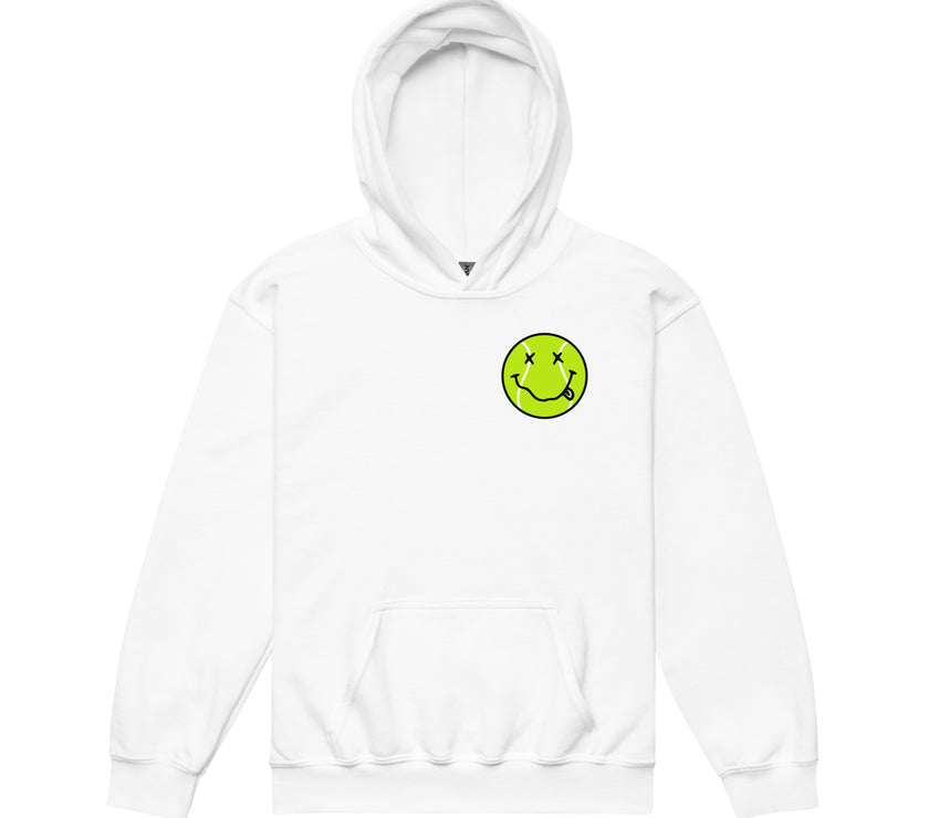 Smiling Tennis Ball by CoVA Tennis Youth heavy blend hoodie