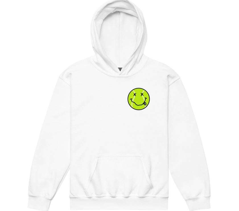 Smiling Tennis Ball by CoVA Tennis Youth heavy blend hoodie