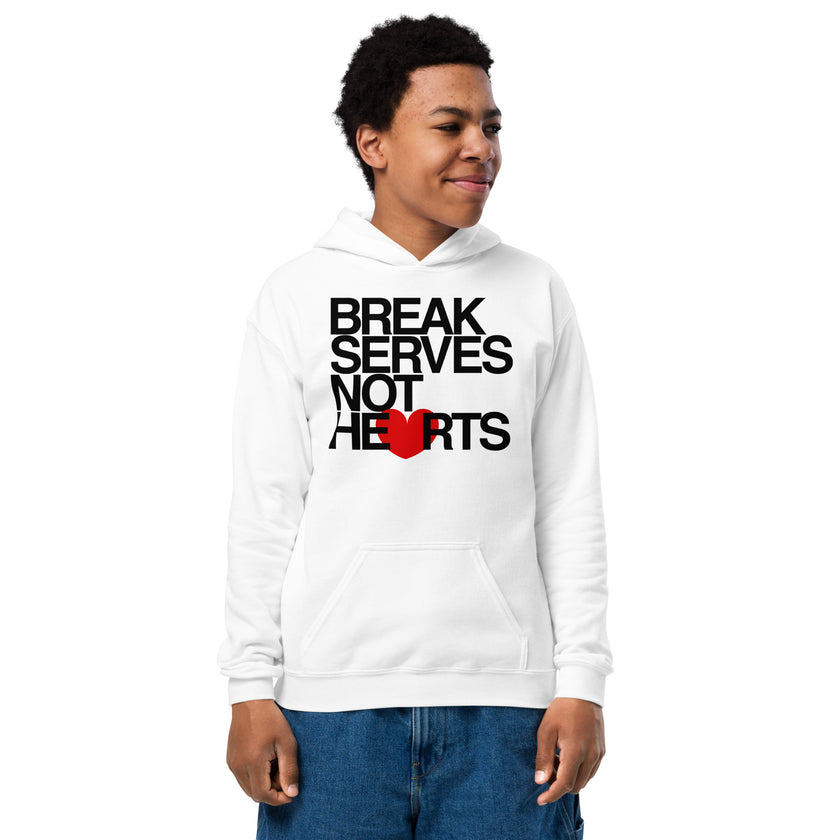 Break Serves Not Hearts CoVA Tennis Youth heavy blend hoodie