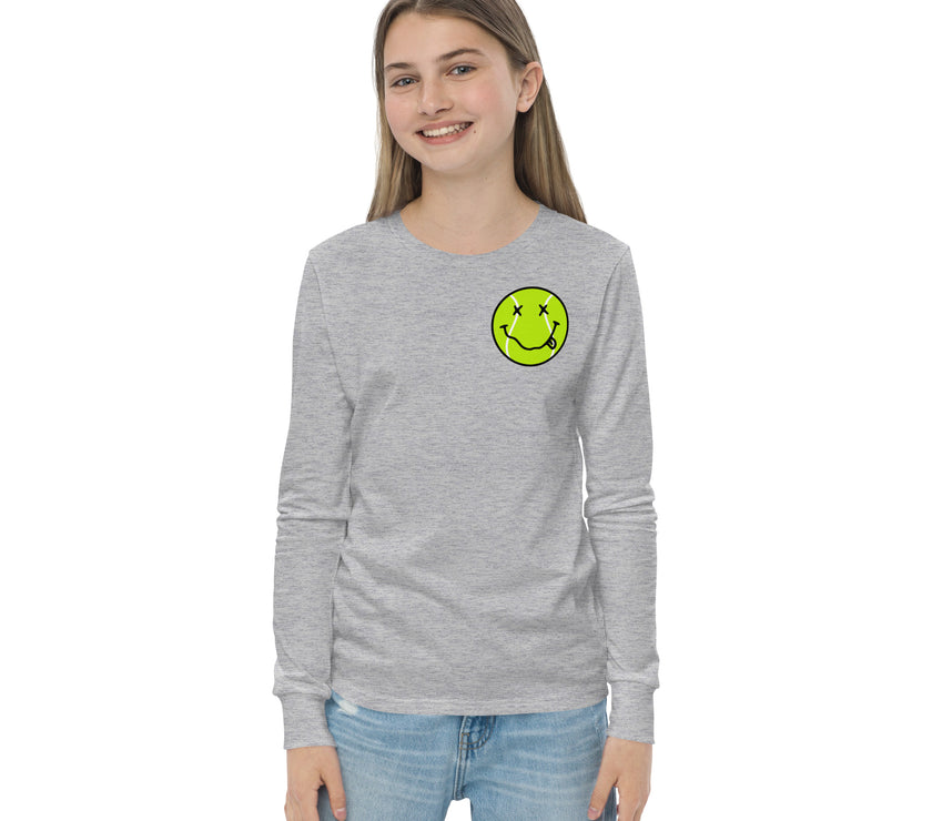 Smiling Tennis Ball by CoVA Tennis Youth long sleeve tee