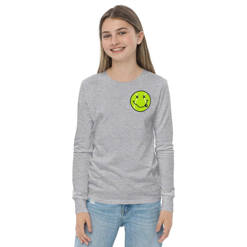 Smiling Tennis Ball by CoVA Tennis Youth long sleeve tee