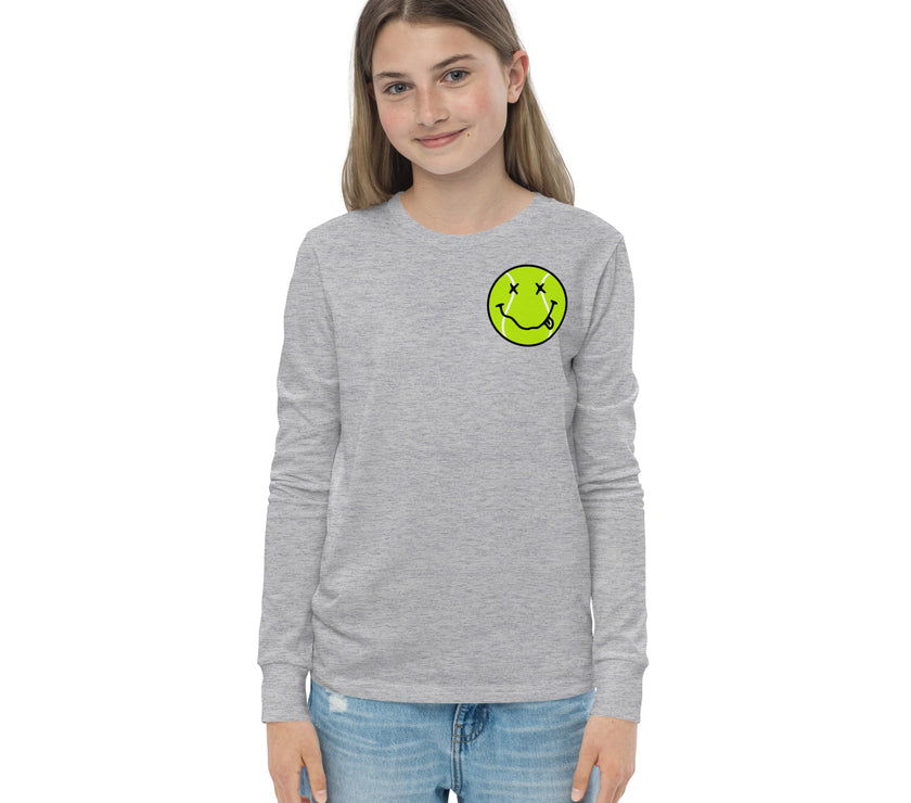 Smiling Tennis Ball by CoVA Tennis Youth long sleeve tee