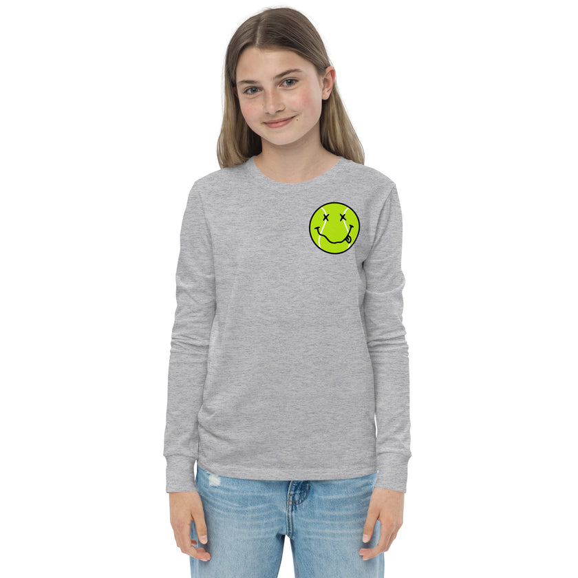 Smiling Tennis Ball by CoVA Tennis Youth long sleeve tee