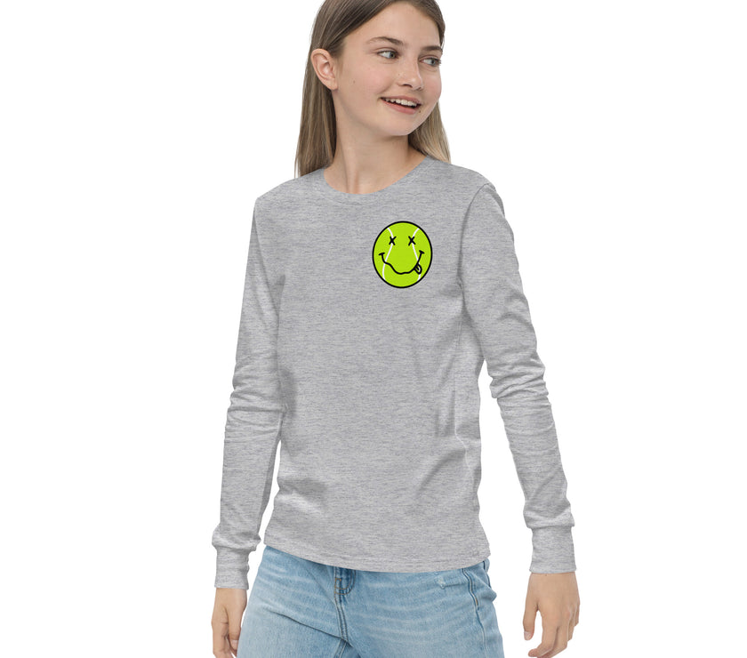 Smiling Tennis Ball by CoVA Tennis Youth long sleeve tee