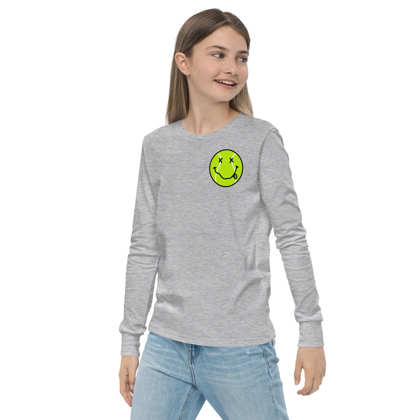 Smiling Tennis Ball by CoVA Tennis Youth long sleeve tee