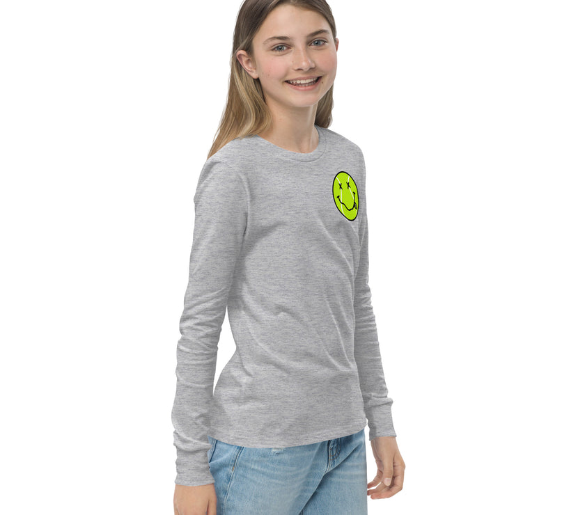 Smiling Tennis Ball by CoVA Tennis Youth long sleeve tee