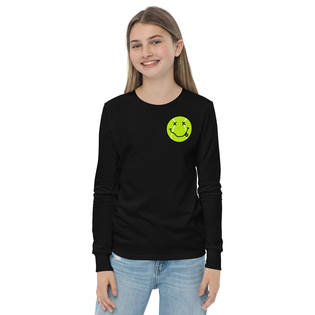 Smiling Tennis Ball by CoVA Tennis Youth long sleeve tee