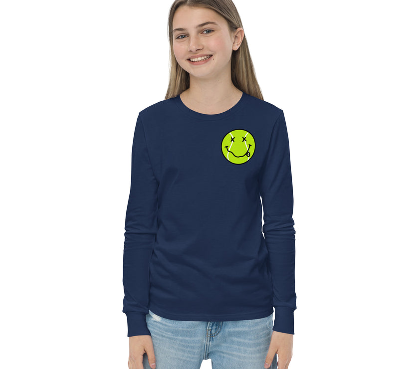 Smiling Tennis Ball by CoVA Tennis Youth long sleeve tee