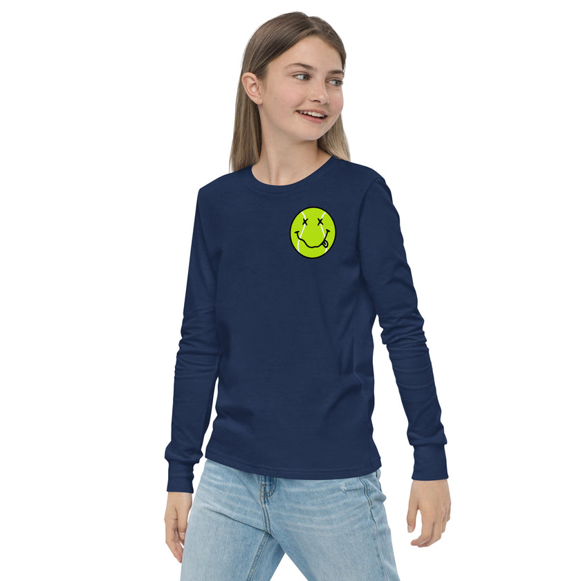 Smiling Tennis Ball by CoVA Tennis Youth long sleeve tee