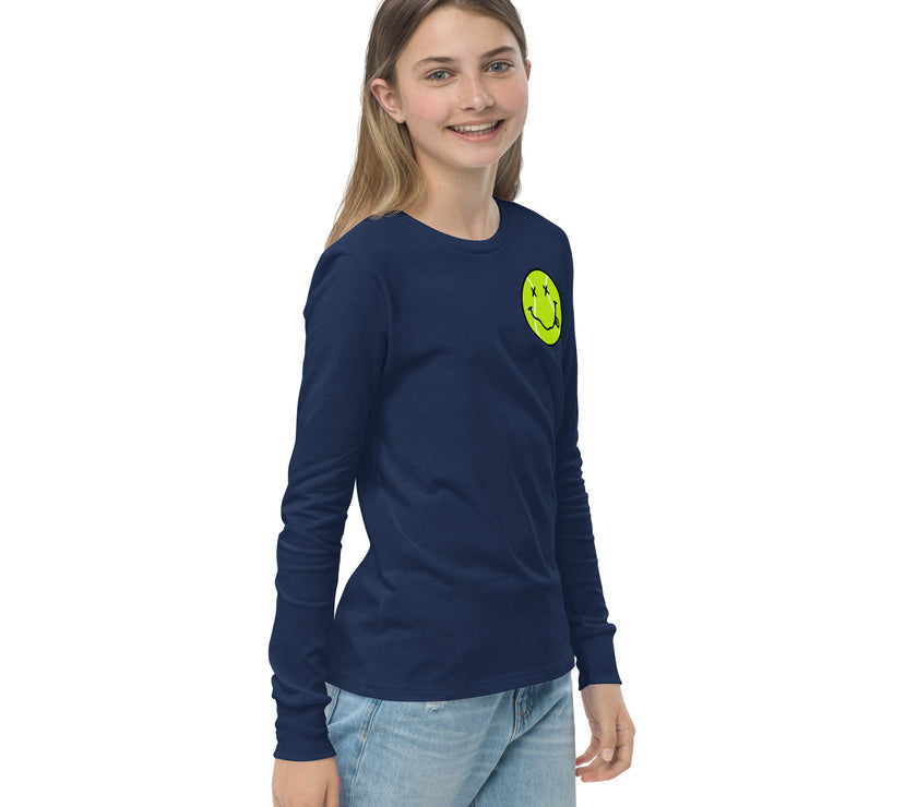 Smiling Tennis Ball by CoVA Tennis Youth long sleeve tee